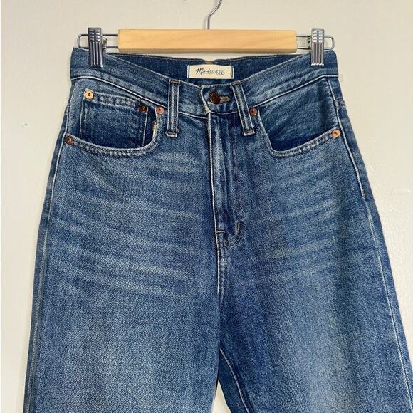 Madewell The Mom Jean High Rise Straight Leg Jeans Medium Blue Wash Size 24 - Picture 3 of 6